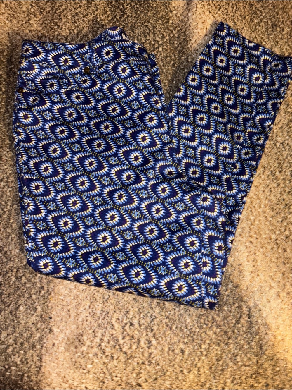 Coldwater Creek Blue Geometric Print Pant Size 14 EUC